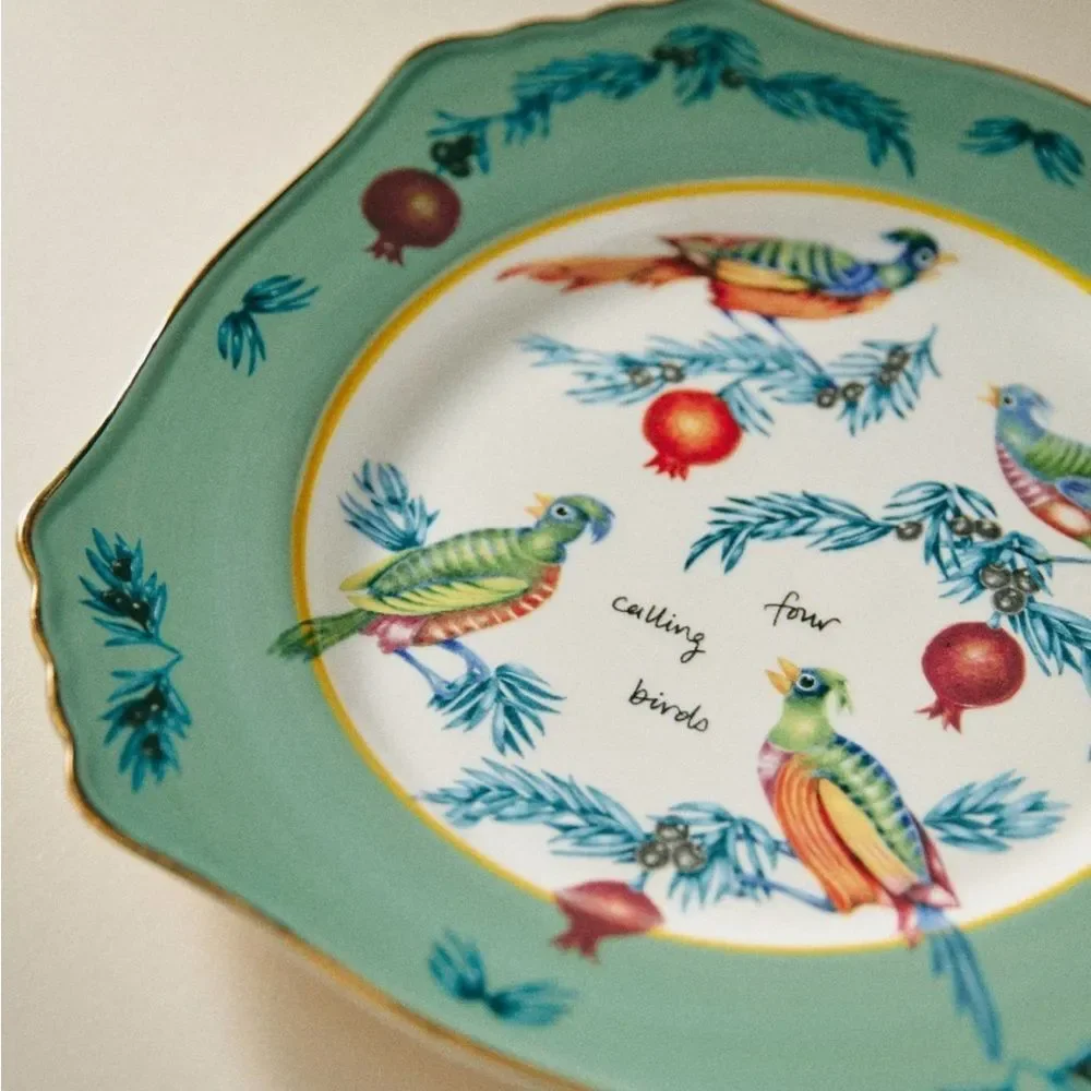 Anthropologie Lou Rota 12 Days of Christmas Dessert Plate New in Box